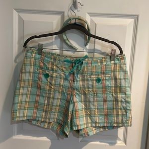 Mint Gap plaid shorts with matching headband